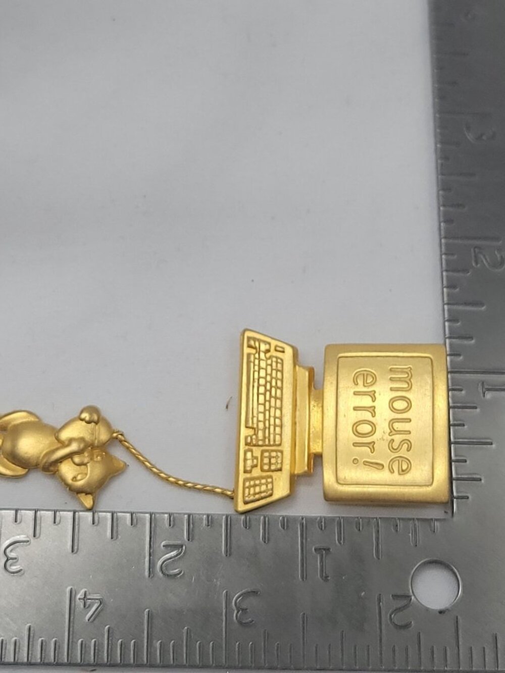 Vtg Signed JJ Brooch Mouse Error Gold-Tone Computer & Cat Dangling Pin Quirky 19 - Picture 6 of 10